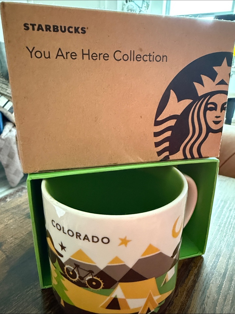 Starbucks Colorado You Are Here Mug - White, Green, Yellow, Brown